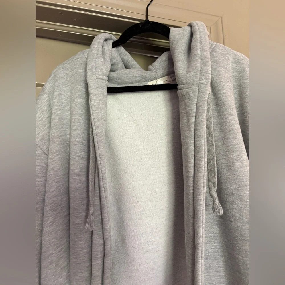 Shop Stevie Light Gray Hooded Sweatshirt Cardigan - Picture 2 of 4